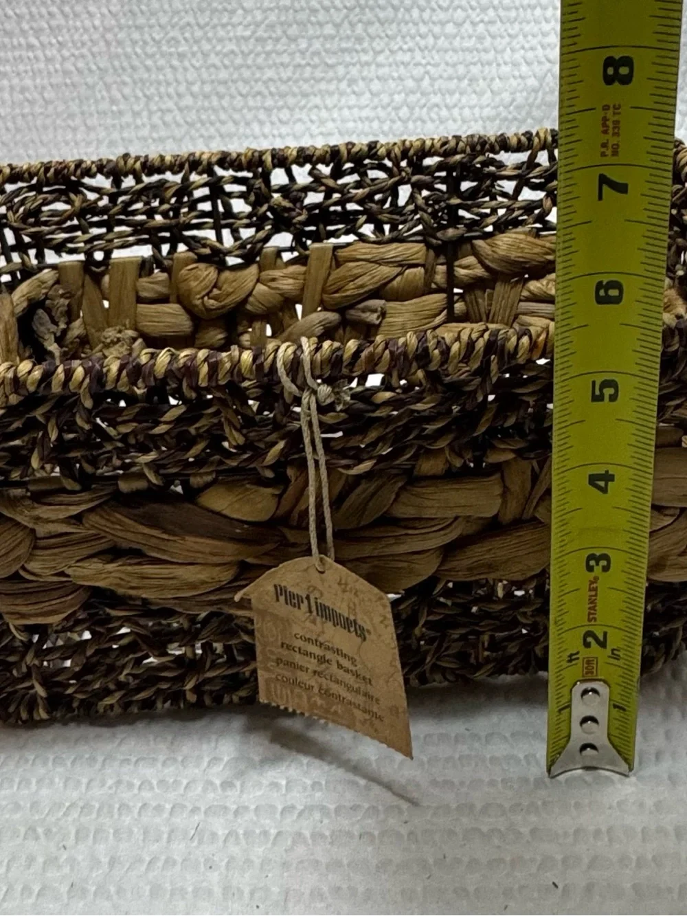 Pier 1 Natural & Dark Brown Woven Rectangle Basket